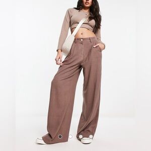 ASOS Design Linen Blend Wide Leg Pants
